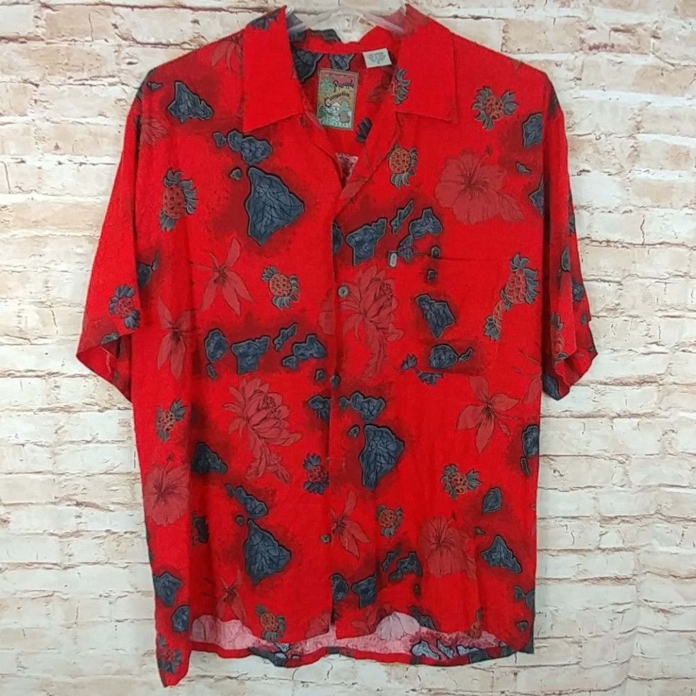 Men's Pineapple Connection Hawaiian Red Shirt
